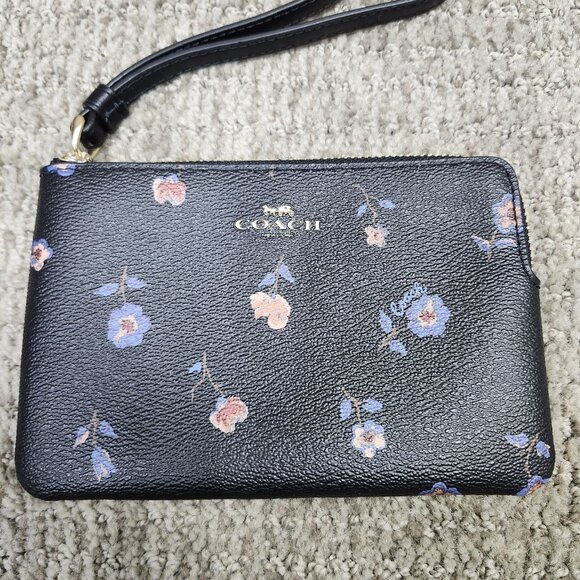 Coach Wristlet Wallet Black Floral Women's Size Small - Picture 10 of 11